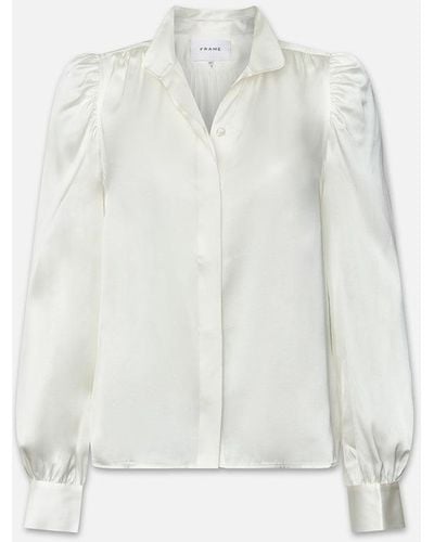 FRAME Gillian Long Sleeve Top - White