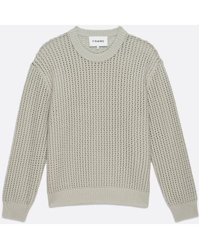 FRAME Cotton Blend Crewneck Sweater - White