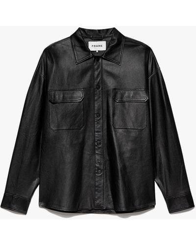 FRAME Leather Shirt - Gray