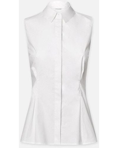 FRAME Pleated Sleeveless Shirt - White
