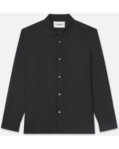 FRAME Brushed Flannel Shirt - Black