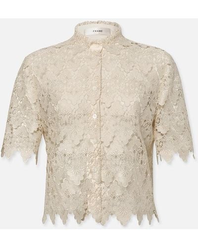 FRAME Lace Button Up Shirt - White