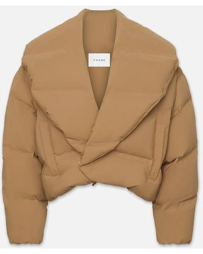 FRAME Cropped Shawl Puffer - Natural