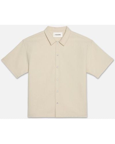 FRAME Waffle Textured Short Sleeve Shirt - Natural