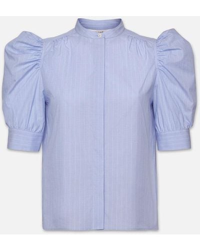 FRAME Ruched Puff Sleeve Shirt - Blue