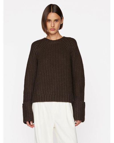 FRAME Large Cuffed Raglan Sweater - Brown