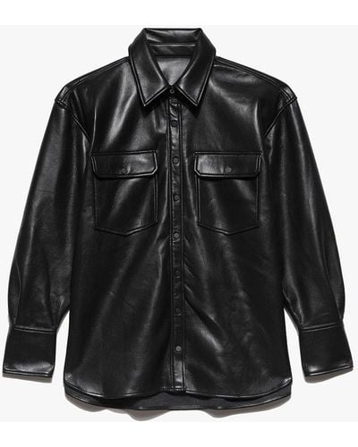 FRAME Recycled Leather Shirt Jacket - Gray