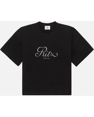 FRAME Ritz Cropped Relaxed T Shirt - Black