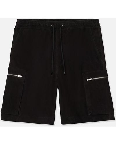 FRAME Suede Cargo Shorts - Black