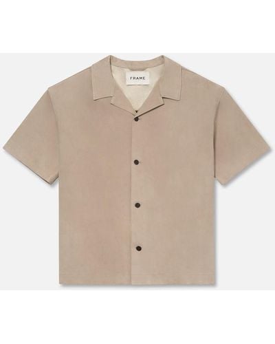 FRAME Short Sleeve Suede Shirt - Natural