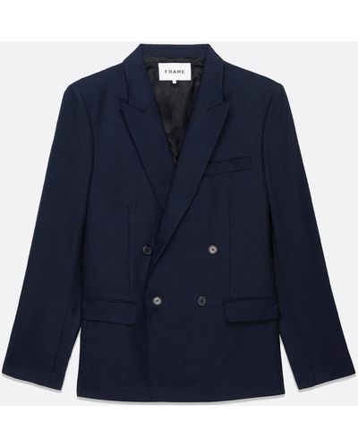 FRAME Double Breasted Blazer - Blue