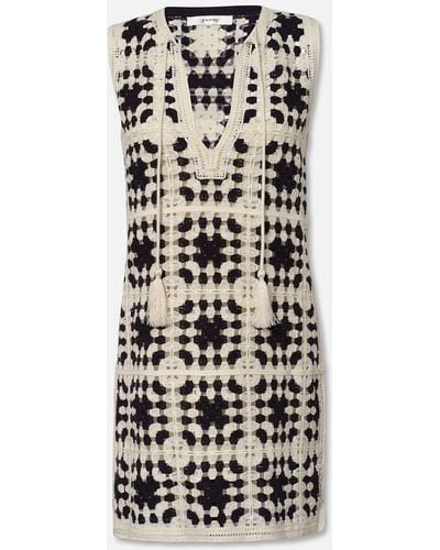 FRAME Crochet Tassel Popover Dress - White