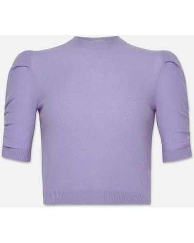 FRAME Ruched Sleeve Cashmere Sweater - Purple