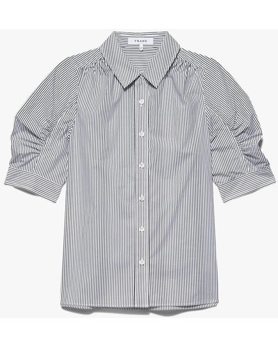 FRAME Ruched Puff Sleeve Shirt - Grey