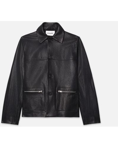 FRAME Utility Leather Jacket - Black