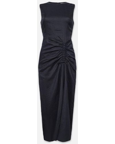 FRAME Sleeveless Ruched Front Tie Dress - Blue