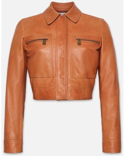 FRAME Fitted Leather Moto Jacket - White
