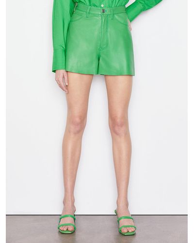 FRAME High Rise Leather Short - Green