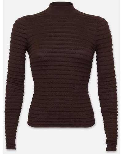FRAME Smocked Mockneck Sweater - Brown