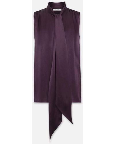 FRAME Sleeveless Femme Tie Neck Blouse - Purple