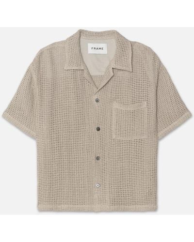FRAME Open Weave Short Sleeve Shirt - Natural