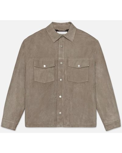FRAME Long Sleeve Suede Padded Shirt - Natural