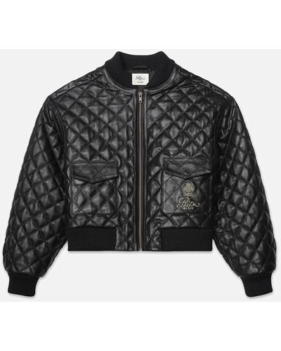 FRAME Ritz Quilted Leather Bomber - Black