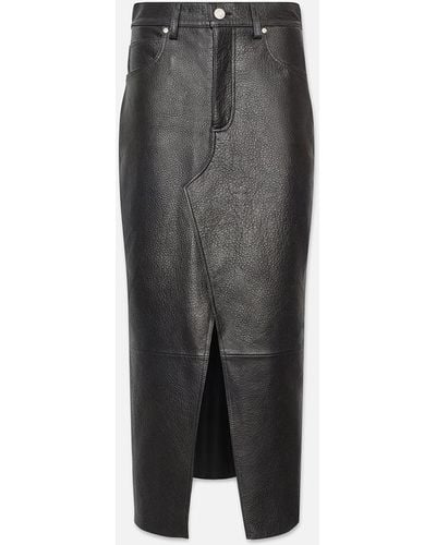 FRAME The Leather Midaxi Skirt - Grey