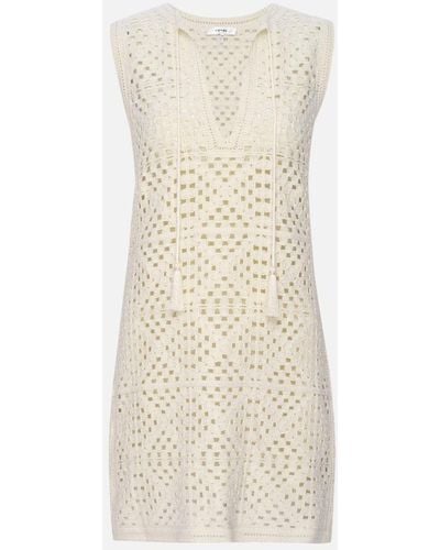 FRAME Crochet Tassel Popover Dress - White