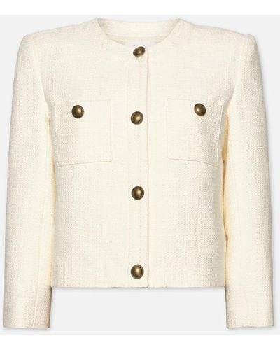 FRAME Collarless Button Front Jacket - Natural