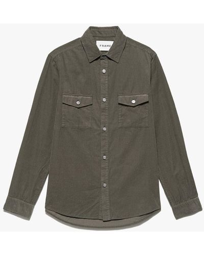 FRAME Double Pocket Micro Corduroy Shirt - Grey
