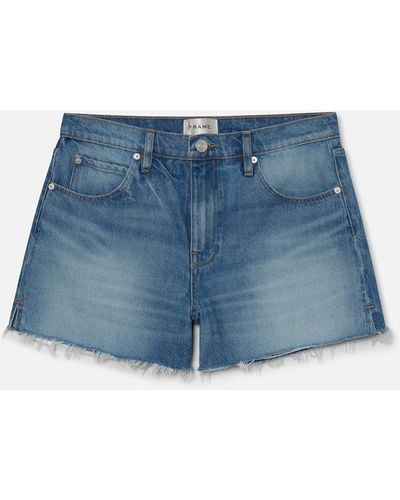 FRAME The Vintage Relaxed Short Raw Fray - Blue