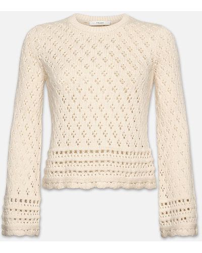 FRAME Crochet Knit Top - White