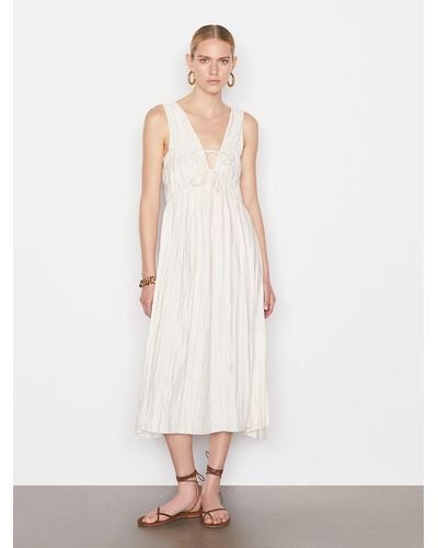 FRAME Cinched Crinkle Dress - White