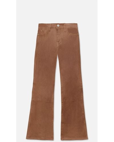 FRAME Leather High-rise Kick Flare Pants - Brown