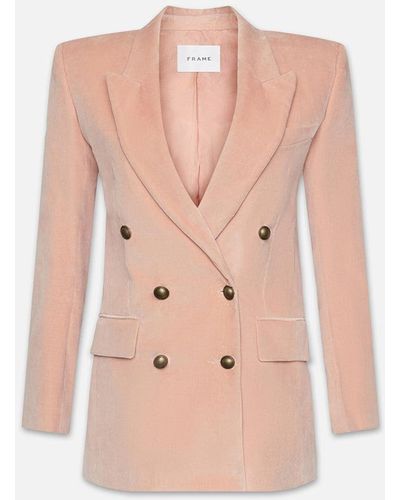 FRAME Double Breasted Slim Blazer - Pink