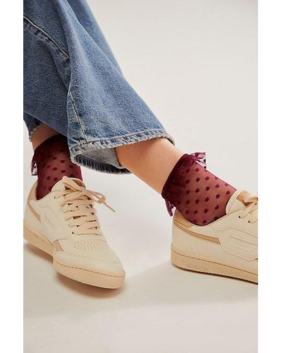 Only Hearts Ruffle Socks At Free People In Dahlia, Size: M/l - Blue