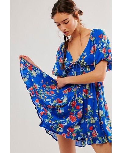 Free People Perfect Day Printed Dress - Blue