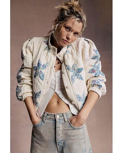 Free People Quinn Quilted Jacket At In White, Size: Xs - Natural