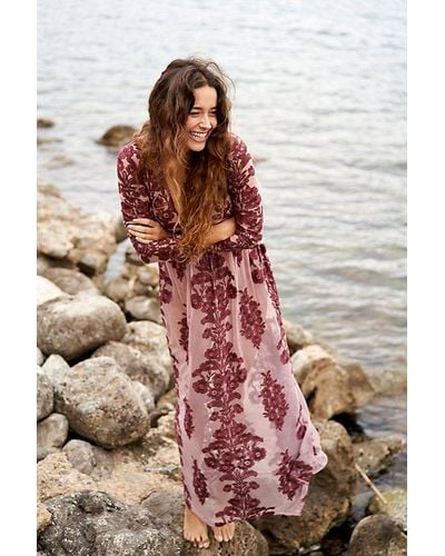 For Love & Lemons Temecula Maxi Dress At Free People In Berry, Size: Xs - Multicolor