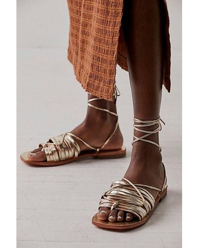Free People Cami Huarache Wrap Sandals - Brown