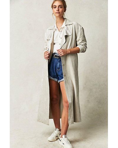 Blank NYC Vegan Suede Trench Jacket At Free People In Iced Chai, Size: Medium - Natural