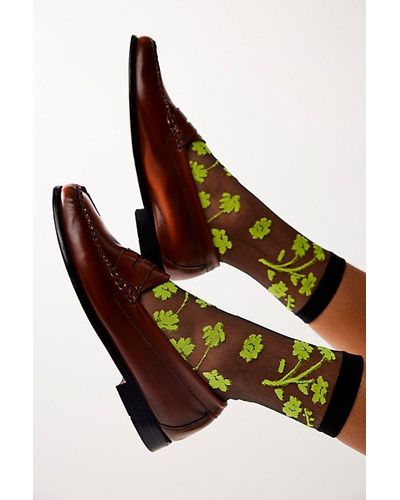 TAILORED UNION Neon Petal Sheer Socks - Brown