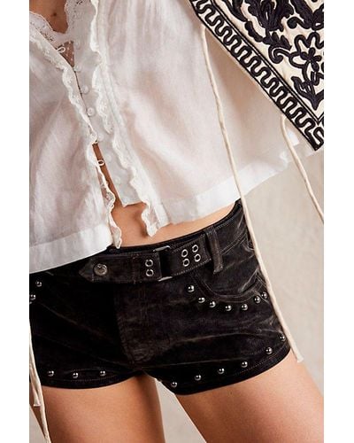 Free People We The Free The Cool Kid Suede Micro Shorts - Black