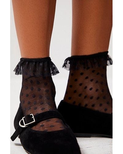 Only Hearts Ruffle Socks At Free People In Black, Size: S/p