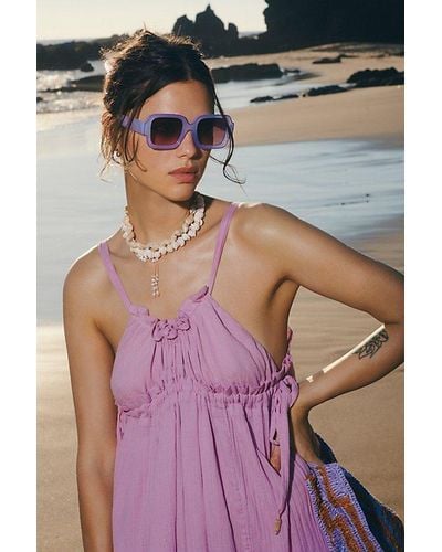 Free People Shadow Side Square Sunglasses At In Purple