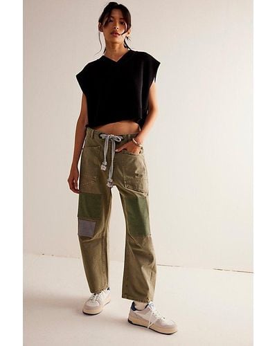 Free People We The Free Moxie Pull-on Barrel Jeans - Green