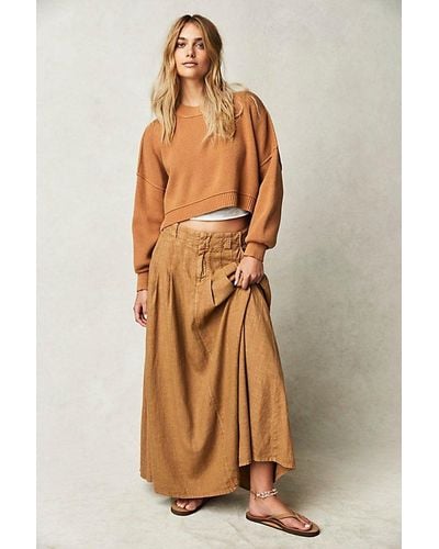 Free People Coastal Maxi Skirt At In Iced Coffee, Size: Us 2 - Natural