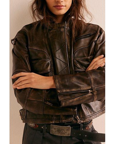 Free People Adrienne Leather Jacket - Black