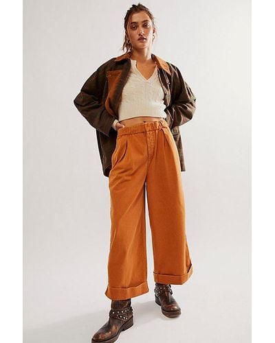 Free People After Love Cuff Pants - Orange